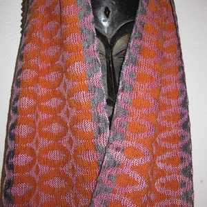 Handwoven Scarf, Silk and Chenille Turned Taqueté, woven by Tisserande image 2