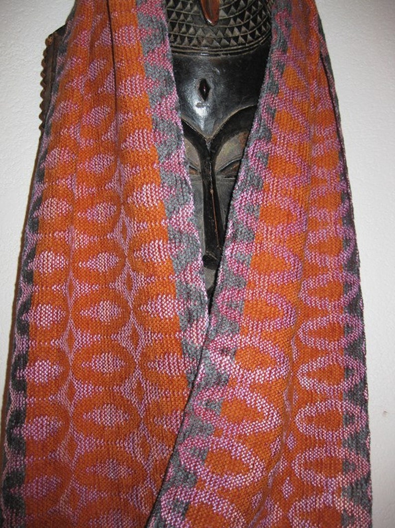 Handwoven Scarf, Silk and Chenille Turned Taqueté, woven by Tisserande image 2