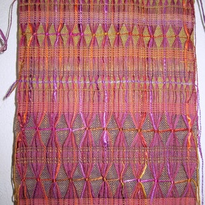 Handwoven Silk Wall Hanging, Doubleweave Hand Dyed Multicoloured Silks by Tisserande image 1