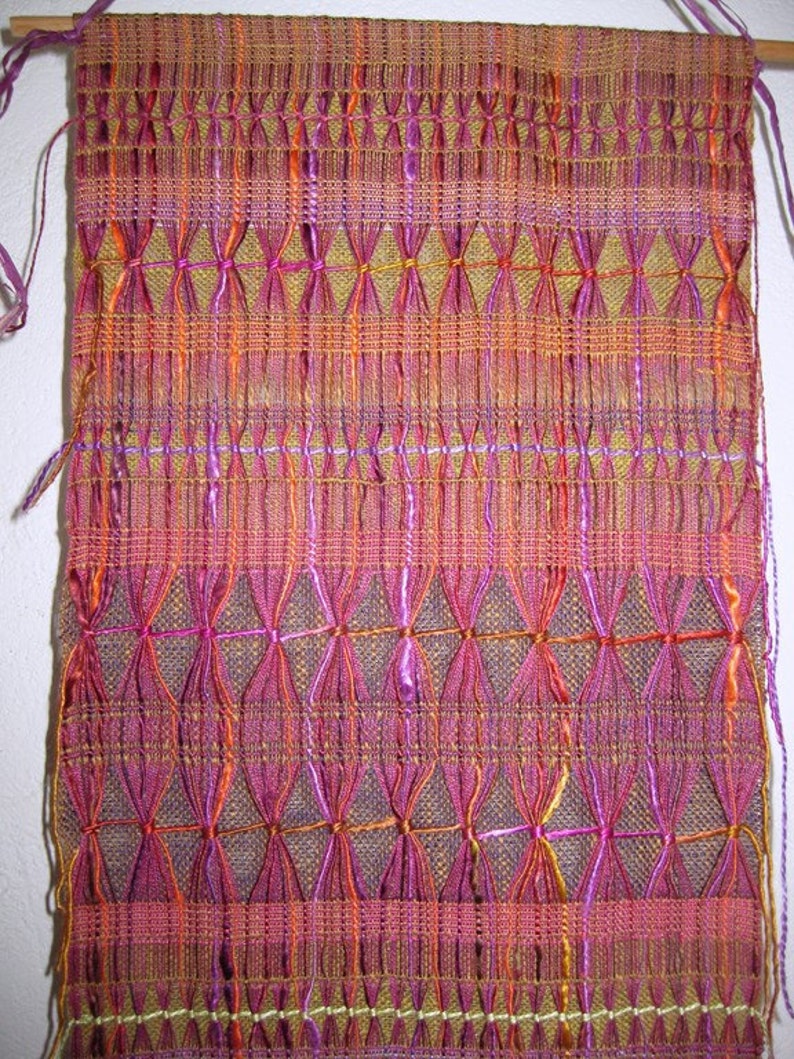 Handwoven Silk Wall Hanging, Doubleweave Hand Dyed Multicoloured Silks by Tisserande image 1