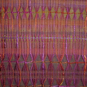 Handwoven Silk Wall Hanging, Doubleweave Hand Dyed Multicoloured Silks by Tisserande image 5