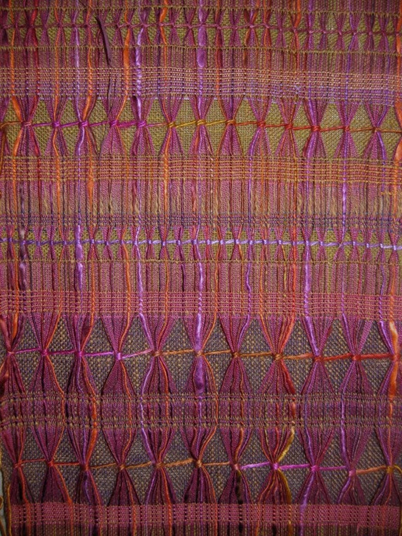 Handwoven Silk Wall Hanging, Doubleweave Hand Dyed Multicoloured Silks by Tisserande image 5