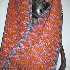 Handwoven Scarf, Silk and Chenille Turned Taqueté, woven by Tisserande image 3