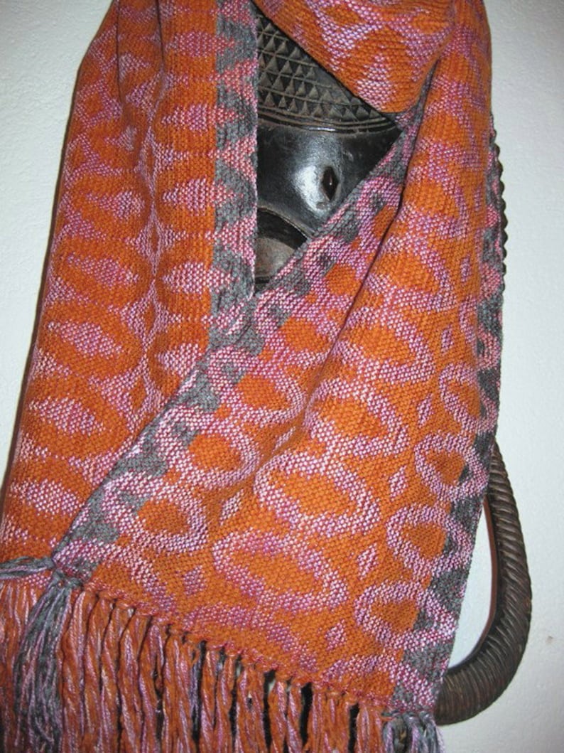 Handwoven Scarf, Silk and Chenille Turned Taqueté, woven by Tisserande image 3