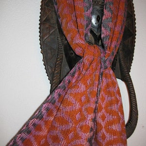 Handwoven Scarf, Silk and Chenille Turned Taqueté, woven by Tisserande image 4