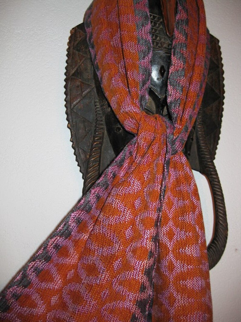 Handwoven Scarf, Silk and Chenille Turned Taqueté, woven by Tisserande image 4