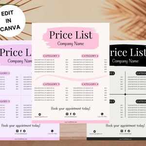 Price List Flyer, Price Sheet, Salon Pricing, Hair Pricing, Pricing Guide, Business Flyer, Premade Price List Flyer, Price List Template