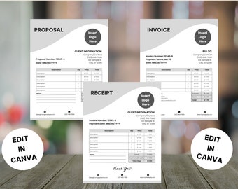 Business Bundle Templates | Quote | Proposal | Invoice | Receipt | Business Templates | Interior Design Forms |  Business Bundle | Canva