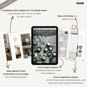 Sherwin Williams Modern Classic Home Paint Scheme, ganze Hausfarbpalette, SW 7029 Angenehme graue koordinierende Farbe Bild 7