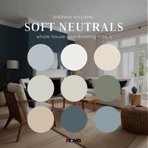 Sherwin Williams color palette of the year 2025 peaceful neutral color scheme whole house paint palette modern soft paint color Malabar SW