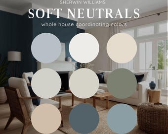 SOFT NEUTRALS Sherwin Williams whole house color palette, home paint schemes peaceful neutral tones, modern calm interior style, Malabar SW