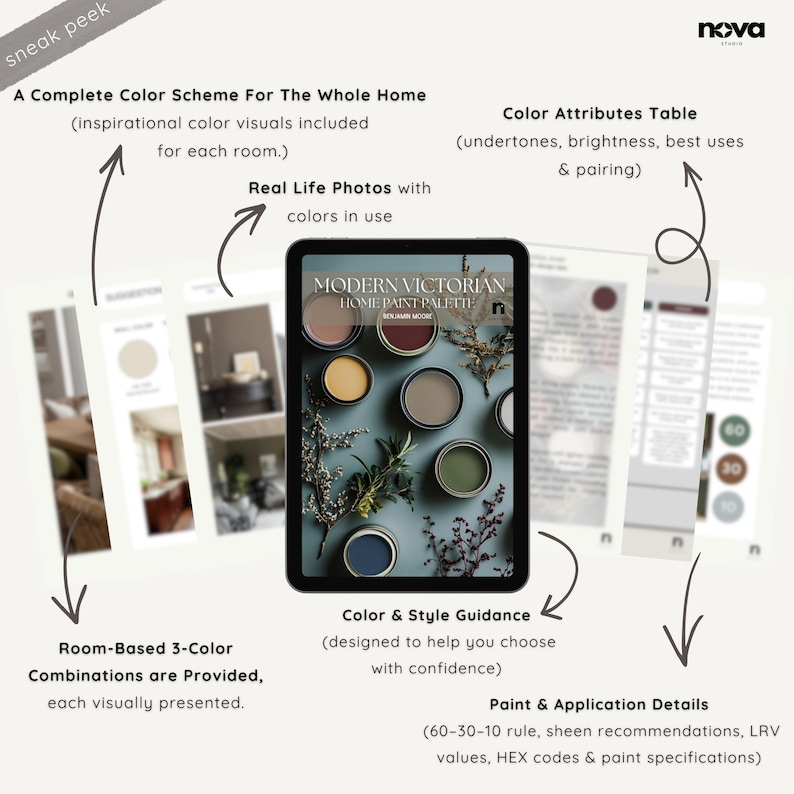 MODERN VICTORIAN Home Paint Palette 2024, Benjamin Moore Whole House Paint Color Scheme, Moody Fall Home Interiors, BM Coordinating Colors image 8