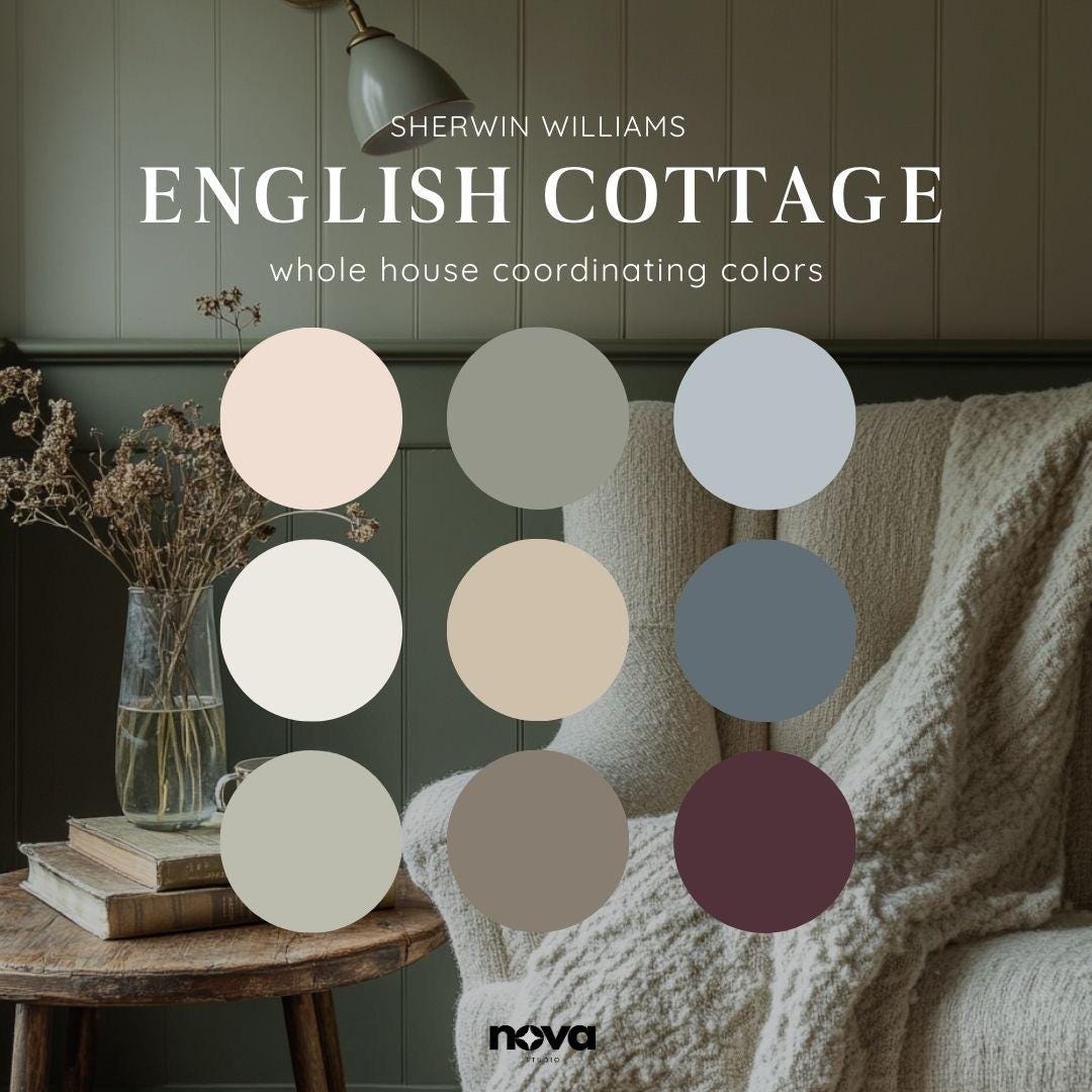 English Cottage Sherwin Williams Home Paint Palette, Whole House Color ...