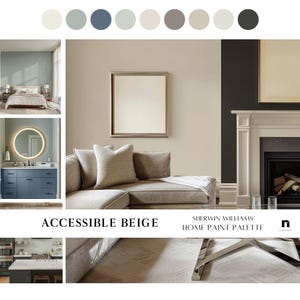 ACCESSIBLE BEIGE Whole House Paint Palette, Sherwin Williams Inspired 2026 Warm Neutral Home Color Scheme