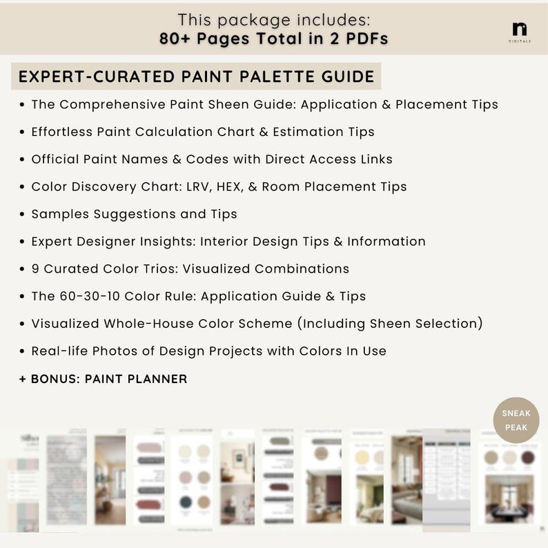 Alabaster Sherwin Williams Inspired Whole House Color Palette, Interior Designer Curated Digital Modern Home Paint Palette, Neutral Tones image 4