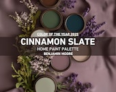 CINNAMON SLATE Color of the year 2025 Benjamin Moore home color palette, whole house paint scheme, plum brown interior best paint color 2025