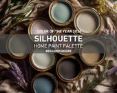 SILHOUETTE Benjamin Moore color palette of the year 2026, modern dark neutral color scheme digital whole house interior paint palette
