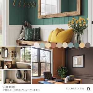 Color del año 2025 QUIETUDE HGTV Paleta de colores Sherwin Williams Home Esquema de pintura para toda la casa Interior tranquilo y sereno Mejor color de pintura 2025 imagen 3
