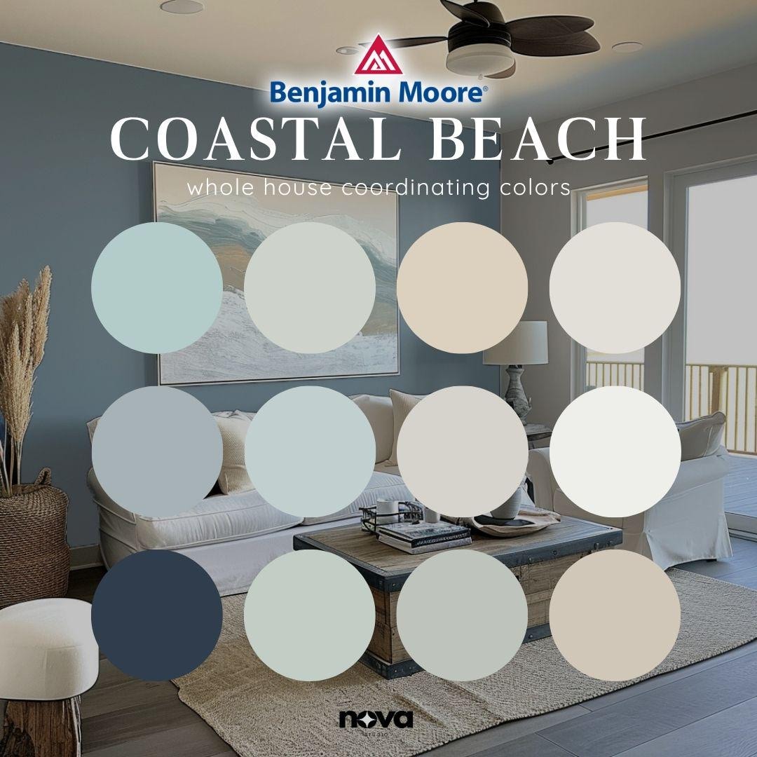 Benjamin Moore COASTAL BEACH Home Paint Palette, BM Whole House Color ...