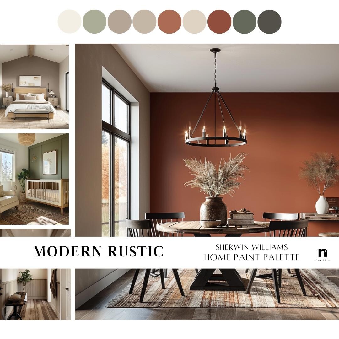 Buy Modern Rustic Home Paint Palette, Sherwin Williams Inspired Whole ...