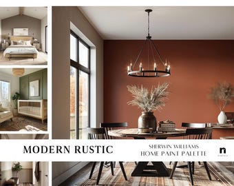 Paleta de cores para casa em estilo rústico moderno, inspirada na paleta de cores da Sherwin Williams para toda a casa (Download digital)