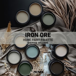 Iron Ore Sherwin Williams Paint Color Palette with Interior Design Tips, Whole Home Color Scheme, House Renovation, Modern Home Decor Paint