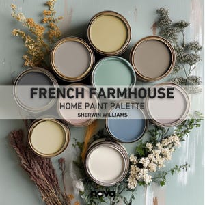 FRENCH FARMHOUSE Sherwin Williams Paint Palette, Whole House Color Palette, Home Improvement, Color Consultation, Home Paint Schemes