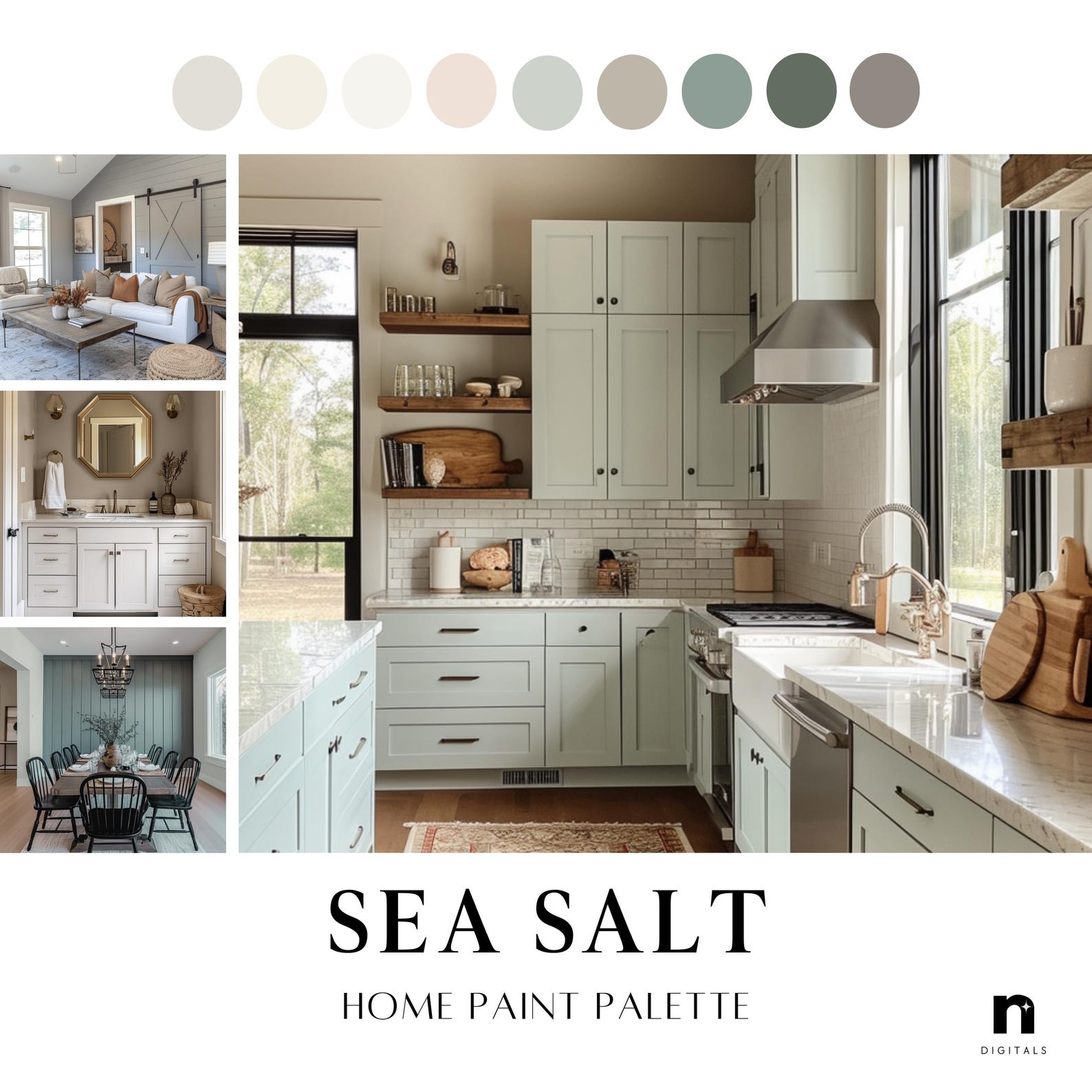 SEA SALT Sherwin Williams Color Palette Whole House Paint Palette ...