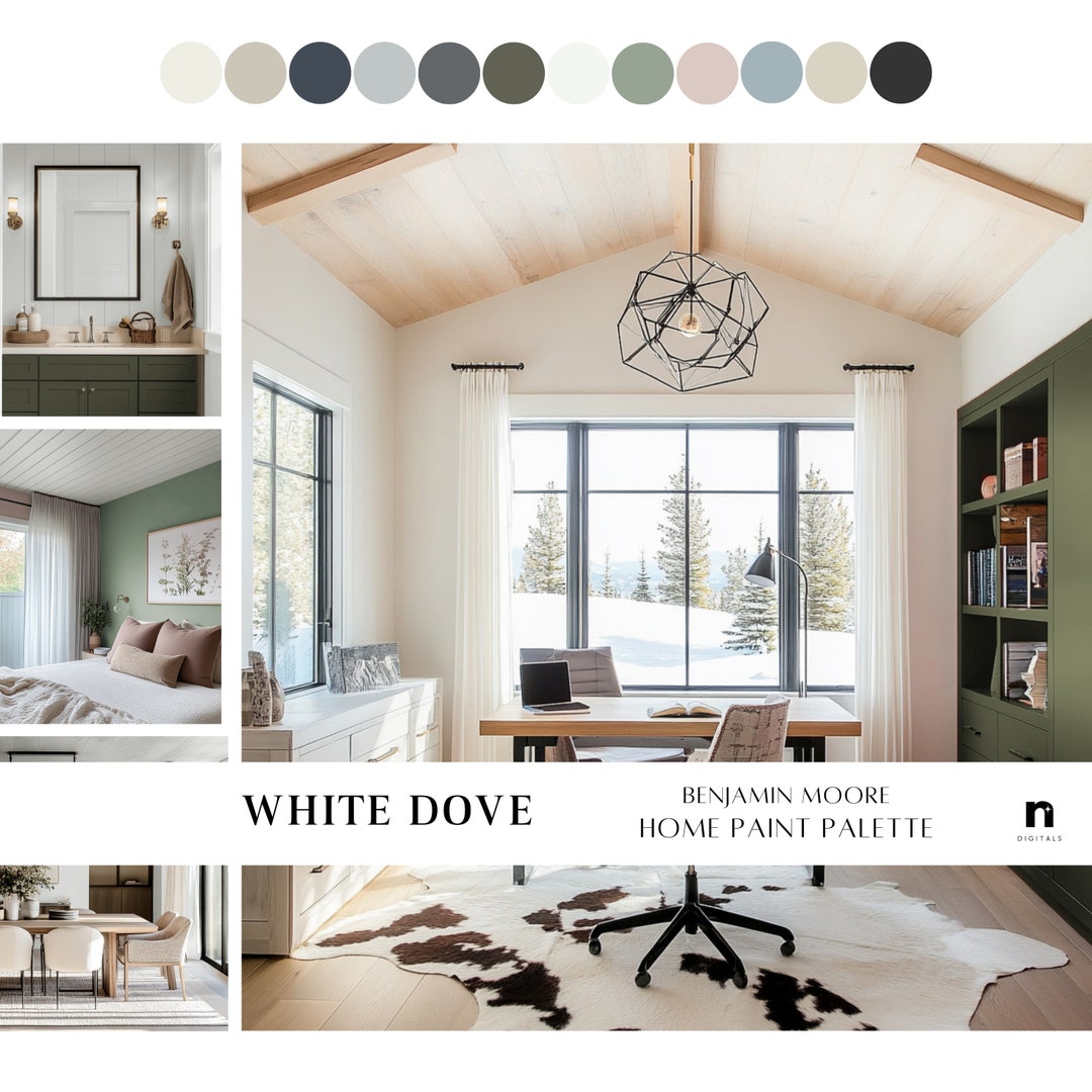 WHITE DOVE Home Paint Palette, Benjamin Moore Whole Home Color Scheme ...