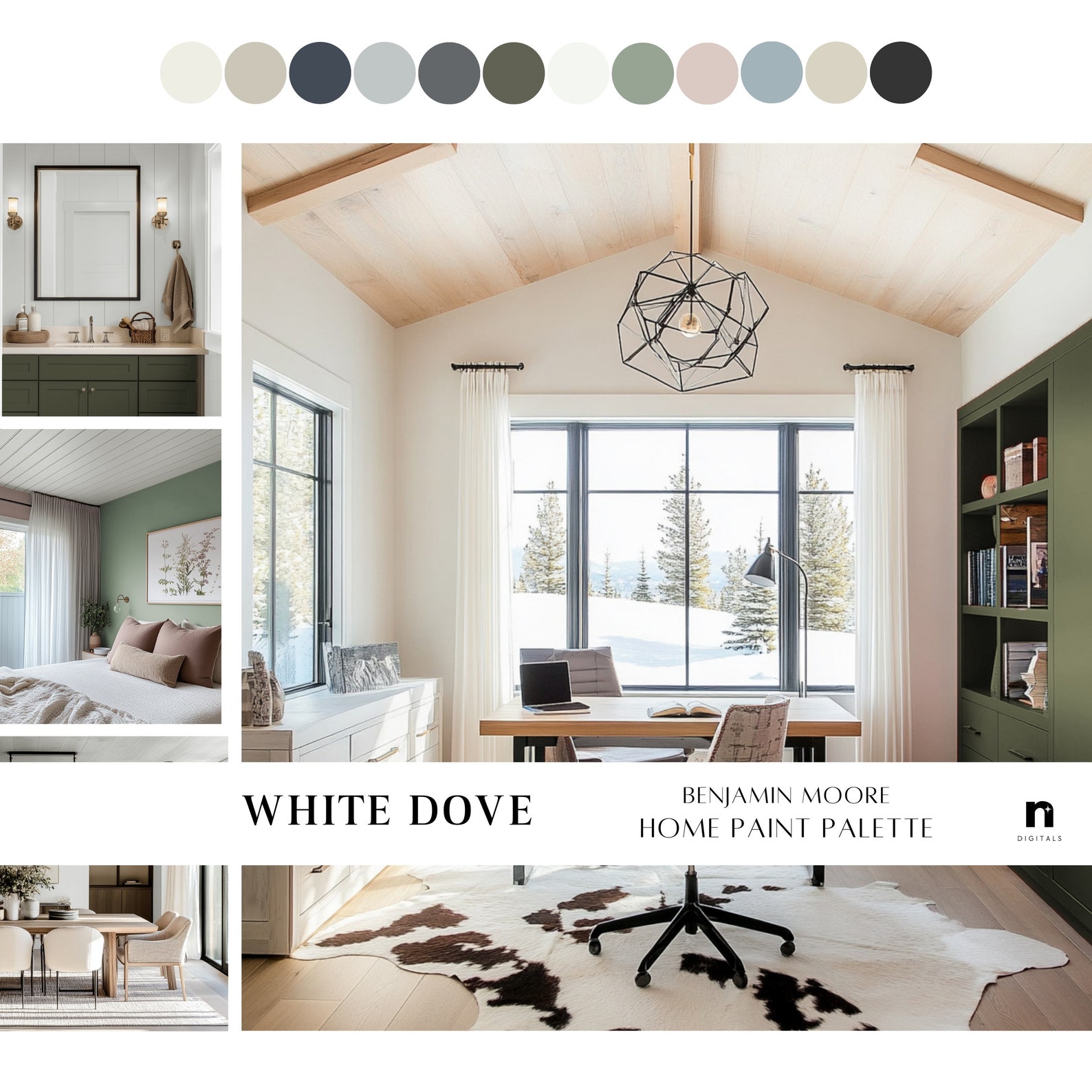 WHITE DOVE Home Paint Palette, Benjamin Moore Whole Home Color Scheme ...