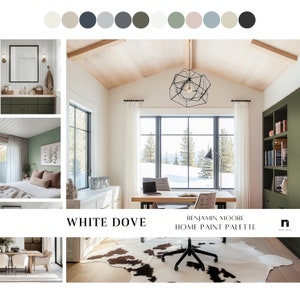 WHITE DOVE Home Paint Palette, Benjamin Moore Whole Home Color Scheme, Best Home Interior Paint Colors, White Dove OC-17