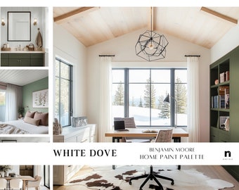 WHITE DOVE Home Paint Palette, Benjamin Moore Whole Home Color Scheme, Best Home Interior Paint Colors, White Dove OC-17