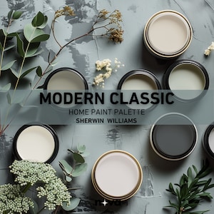 MODERN CLASSIC kleurenpalet Sherwin Williams, tips voor interieurontwerp, kleurenpalet voor het hele huis, moderne trend 2024, kleurenschema's huisverf