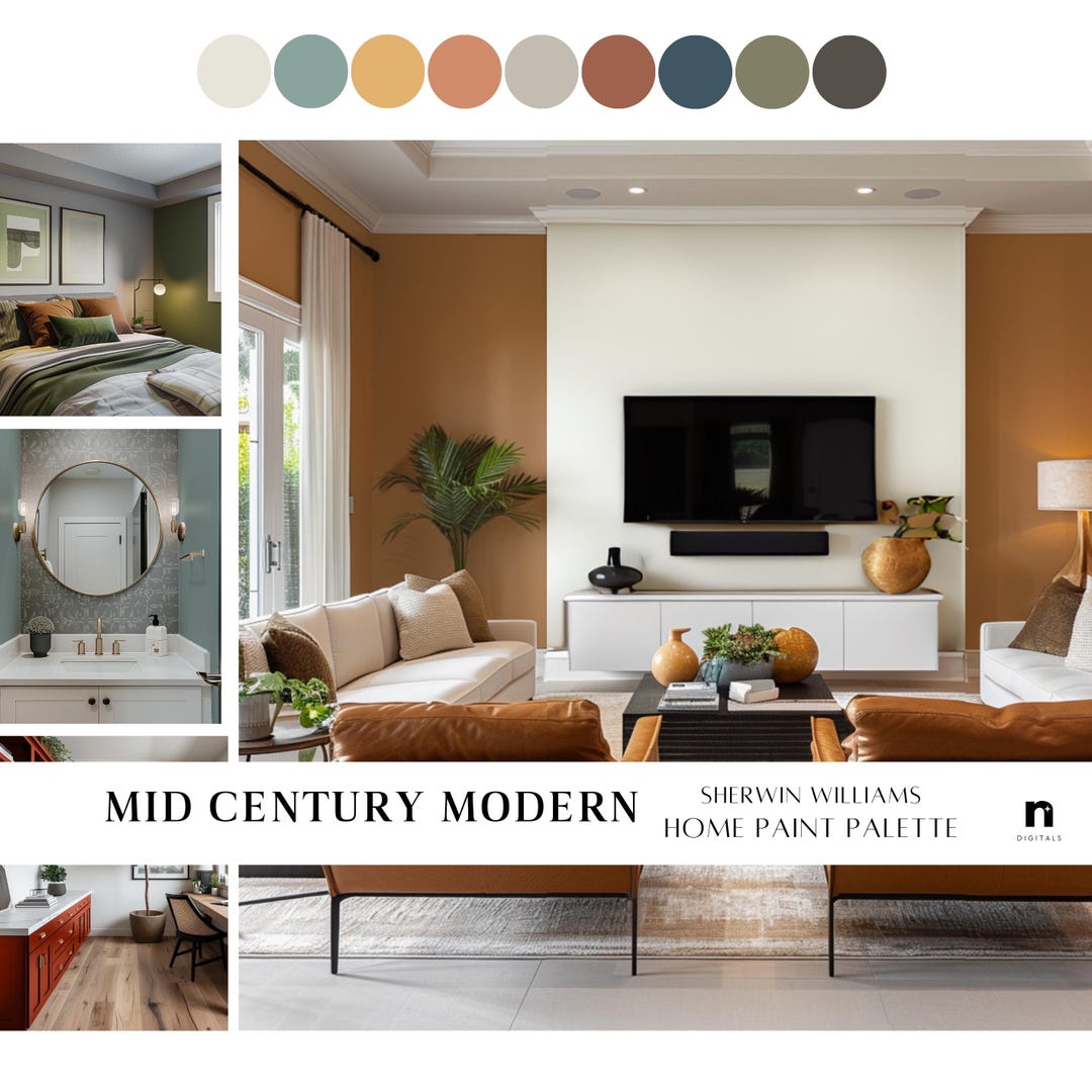 MID CENTURY MODERN Sherwin Williams Home Paint Color Scheme, Whole ...