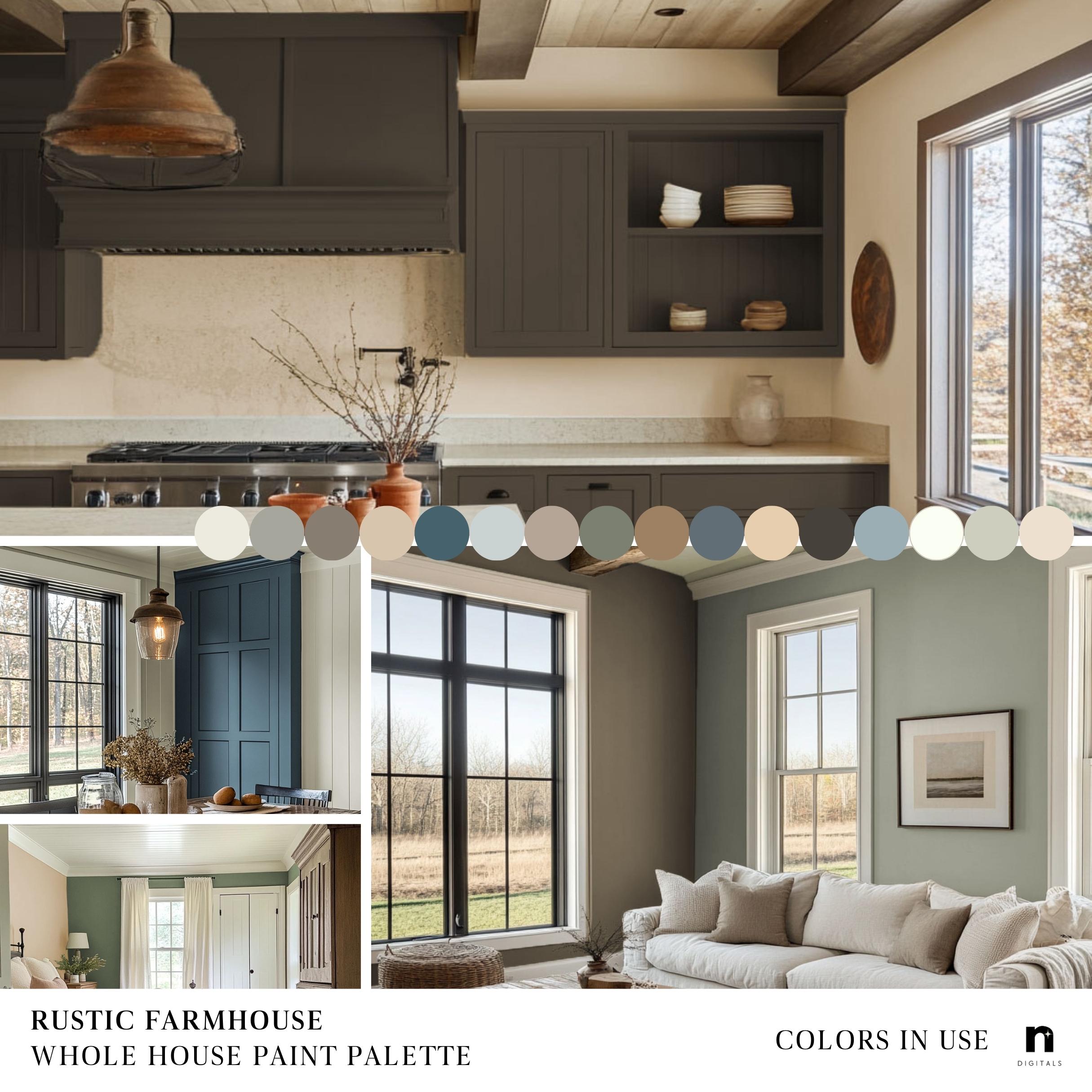 RUSTIC FARMHOUSE Sherwin Williams Home Paint Color Palette, Cottagecore ...