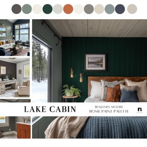 Lake Cabin Benjamin Moore home color palette whole house paint scheme 2025 best neutral paint calm coastal coordinating colors
