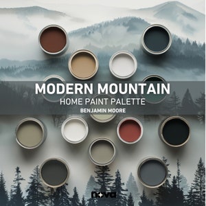 Modern Mountain Home Paint Palette 2024, Benjamin Moore Whole House Paint Color Scheme, Moody Fall Home Interiors, BM Coordinating Colors