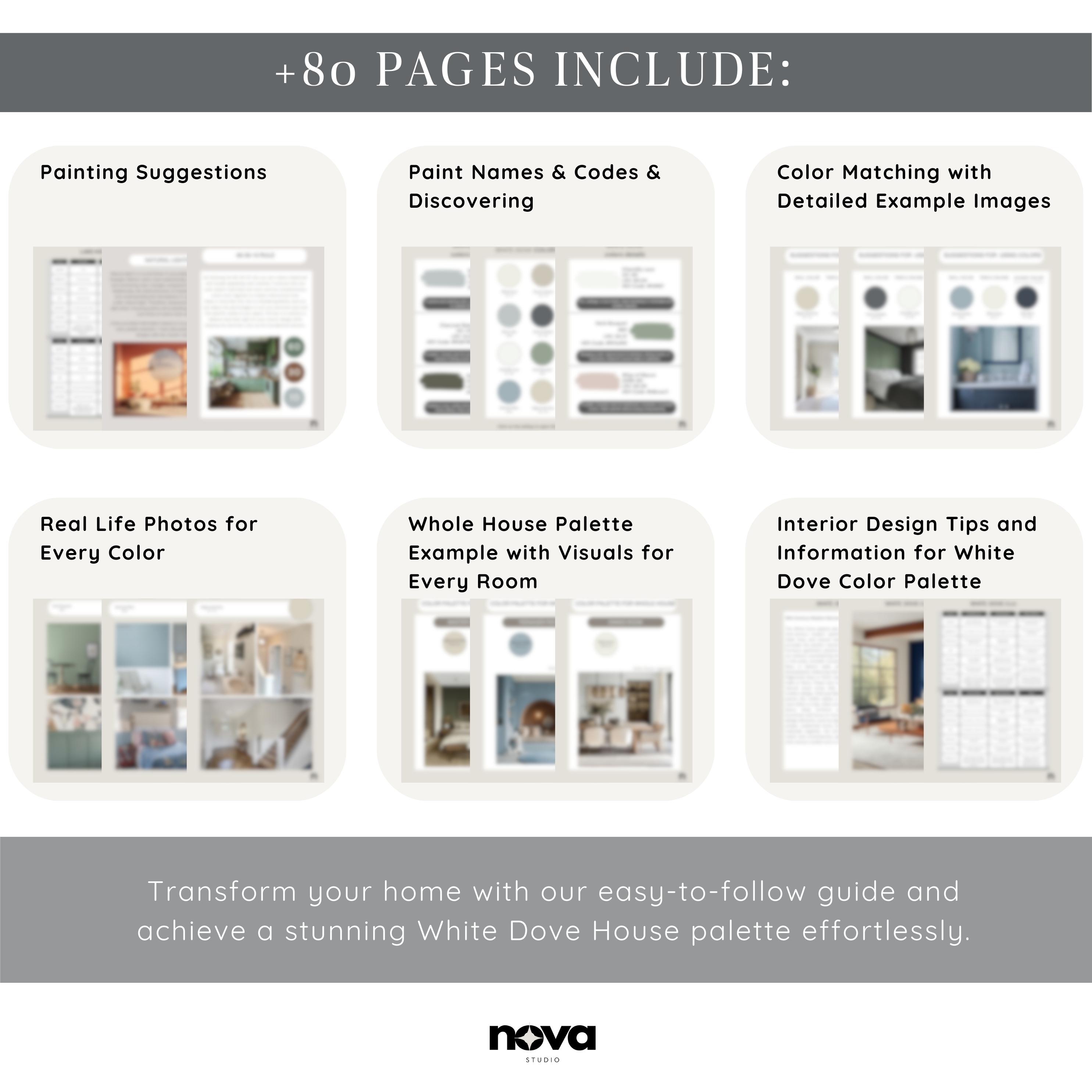 WHITE DOVE Home Paint Palette, Benjamin Moore Whole Home Color Scheme ...