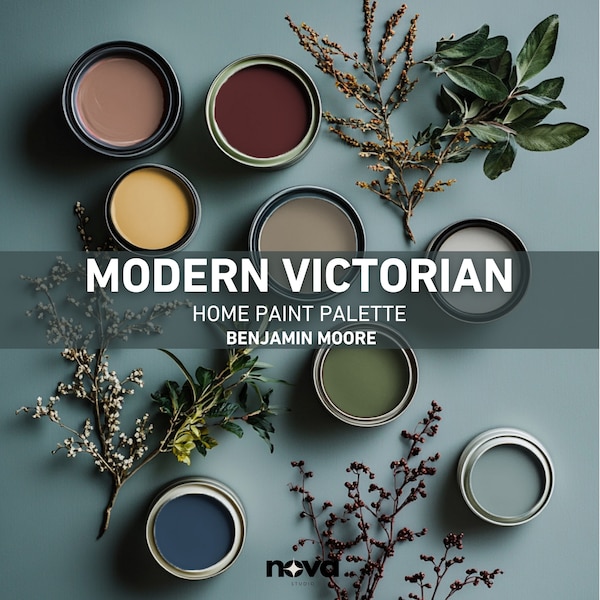 Tavolozza di colori per la casa in stile vittoriano moderno 2024, schema di colori per la casa di Benjamin Moore, interni per la casa autunnali, colori coordinati di BM