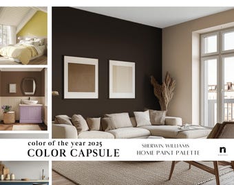 Sherwin Williams color capsule of the year palette, colorful modern whole house paint scheme, SW Malabar coordinating color