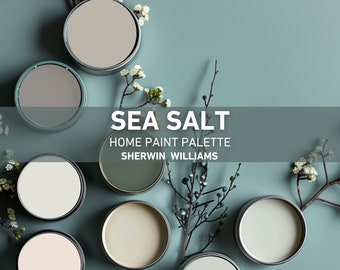 SAL MARINA paleta de colores Sherwin Williams paleta de pintura para toda la casa estilo costero moderno mejor color verde neutro esquema de colores coordinados
