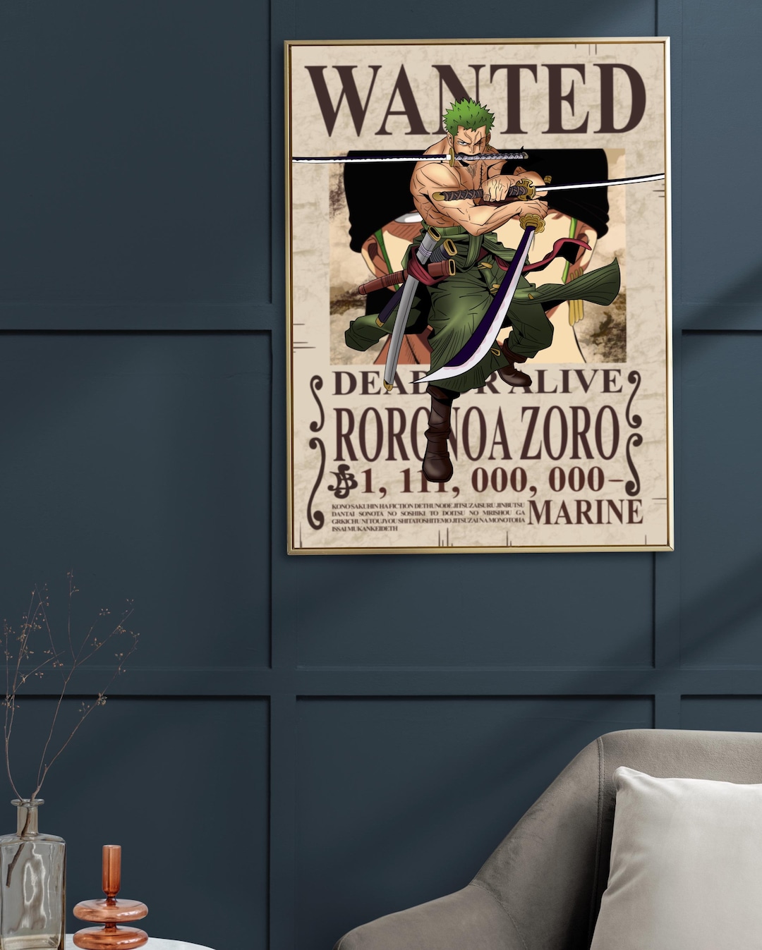 One Piece Zoro Wanted Poster Digital Download Printable Wall Art Manga ...