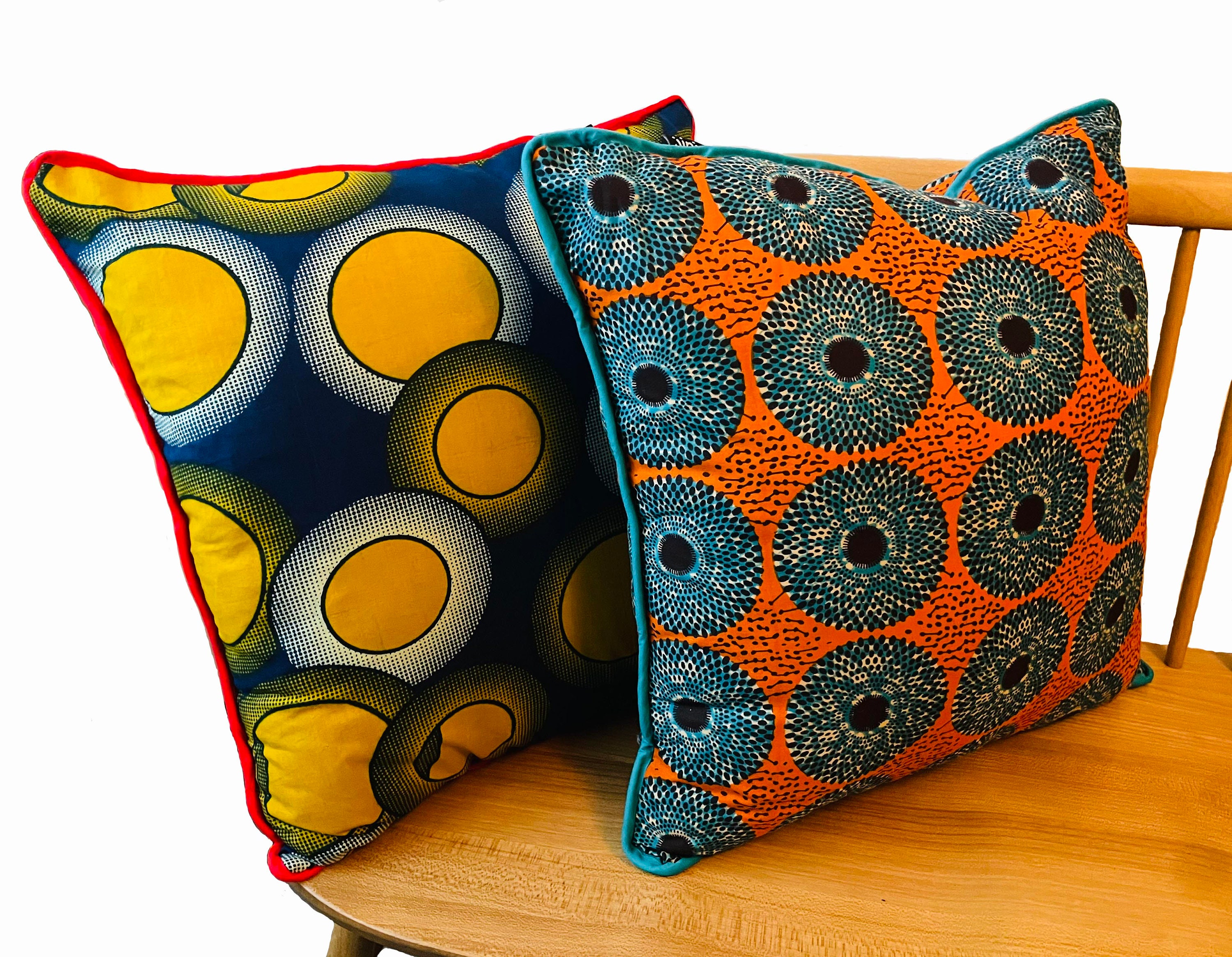 Afro Retro Cushion Covers With Zip, 50cm X 50cm African/ Kitenge