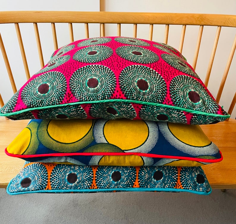 Afro Retro Cushion Covers With Zip, 50cm X 50cm African/ Kitenge