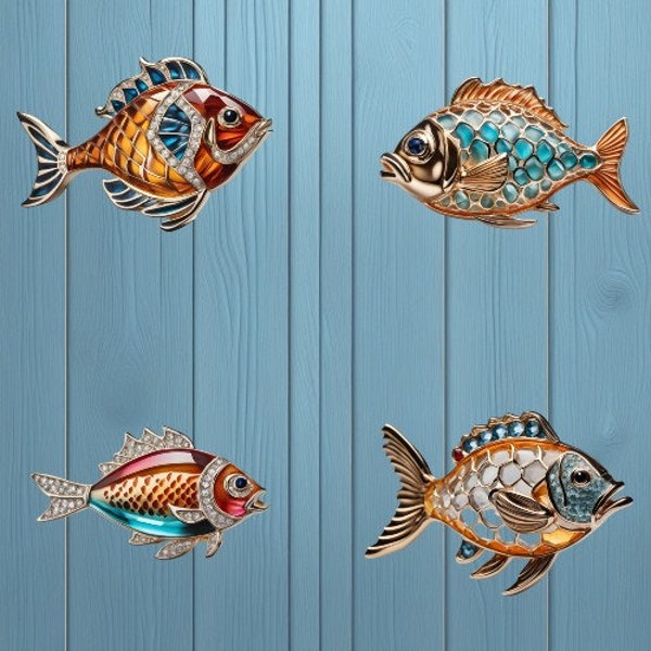 Fish Brooches Digital Art Bundle Instant Downloads PNG Format Personal/Commercial Use