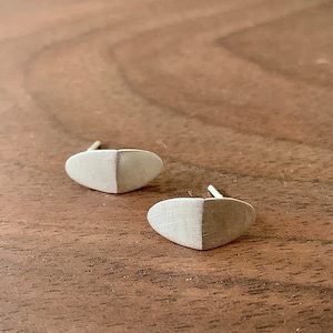 Medium oval stud earrings, Simple stud earrings, Sterling Sliver Handmade