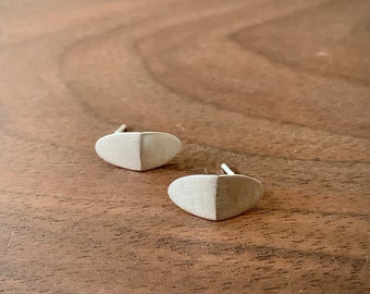 Medium oval stud earrings, Simple stud earrings, Sterling Sliver Handmade