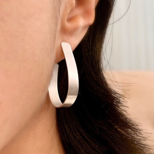 Statement Large Silver Hoop Earrings, Simple Bold Earrings, Minimalist Hoop