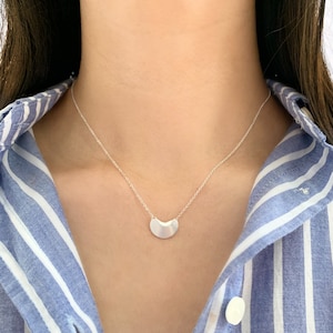 Everyday simple bean shaped pendant necklace, Gift for her