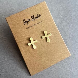 Gold Filled/Silver Small Cross Stud Earrings, Tiny cute cross earrings, Sterling Sliver Handmade